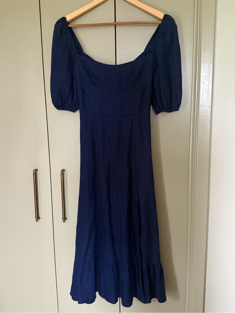 Reformation Belgium Navy 100% Linen Midi Dress Size 2 - Picture 2 of 6